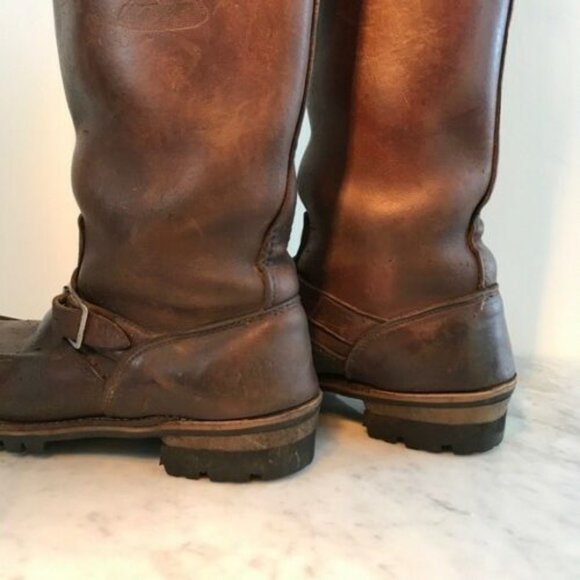 Outdoor Tall Brown Leather Snake Boots - Picture 6 of 12